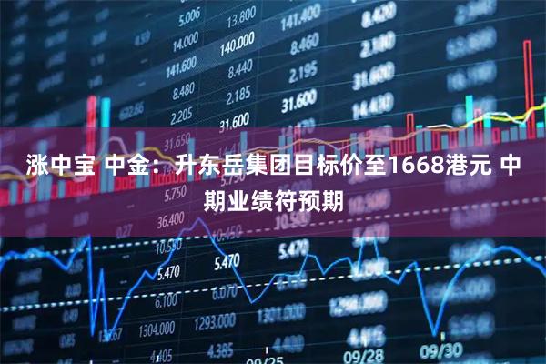 涨中宝 中金：升东岳集团目标价至1668港元 中期业绩符预期